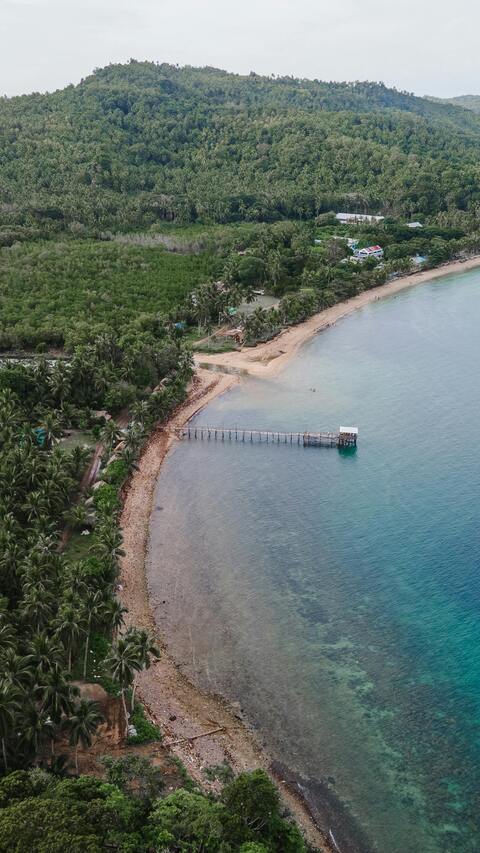 Aerial View of Tropical Coastal Beach