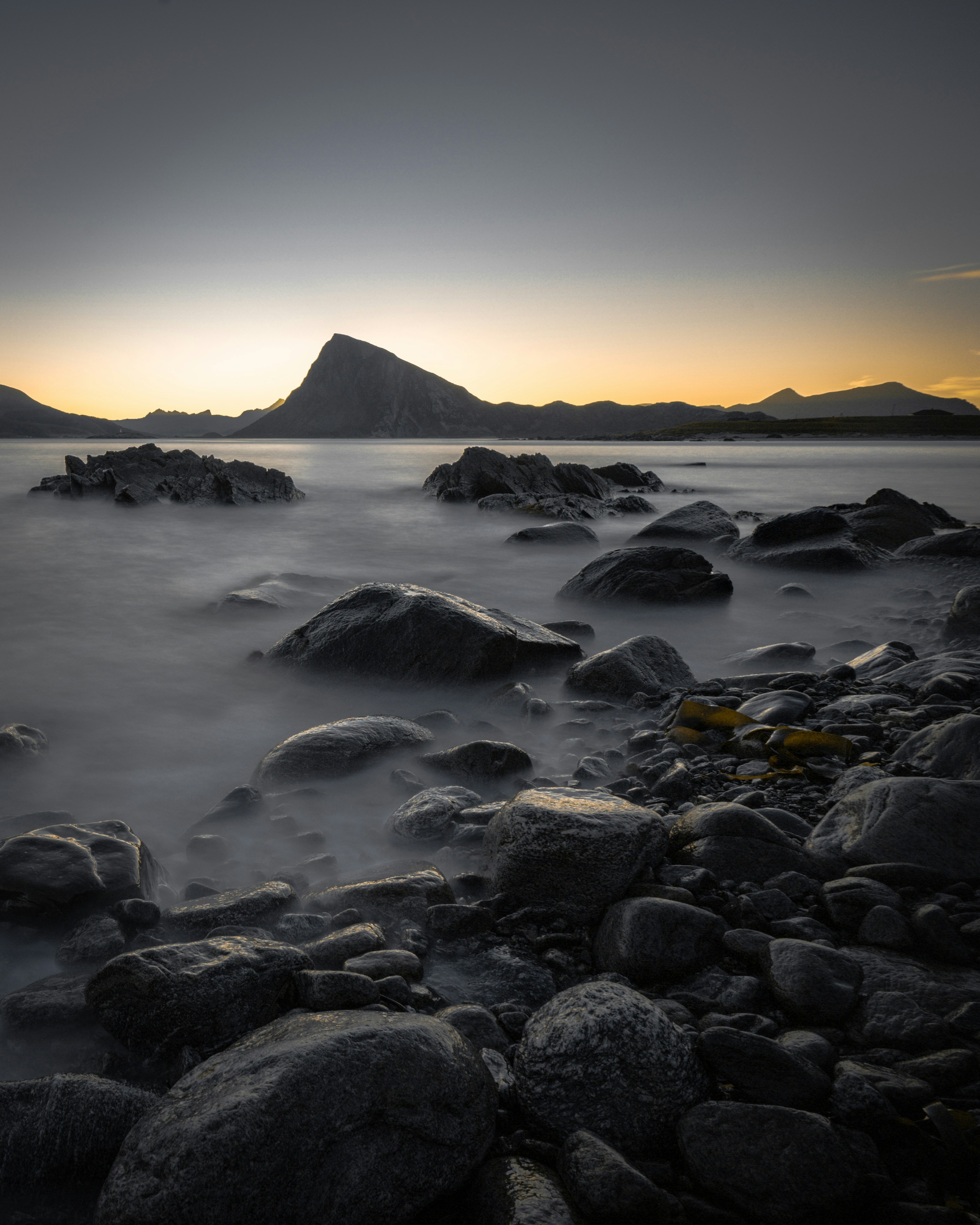 Rocky Coastal Shore at Dusk