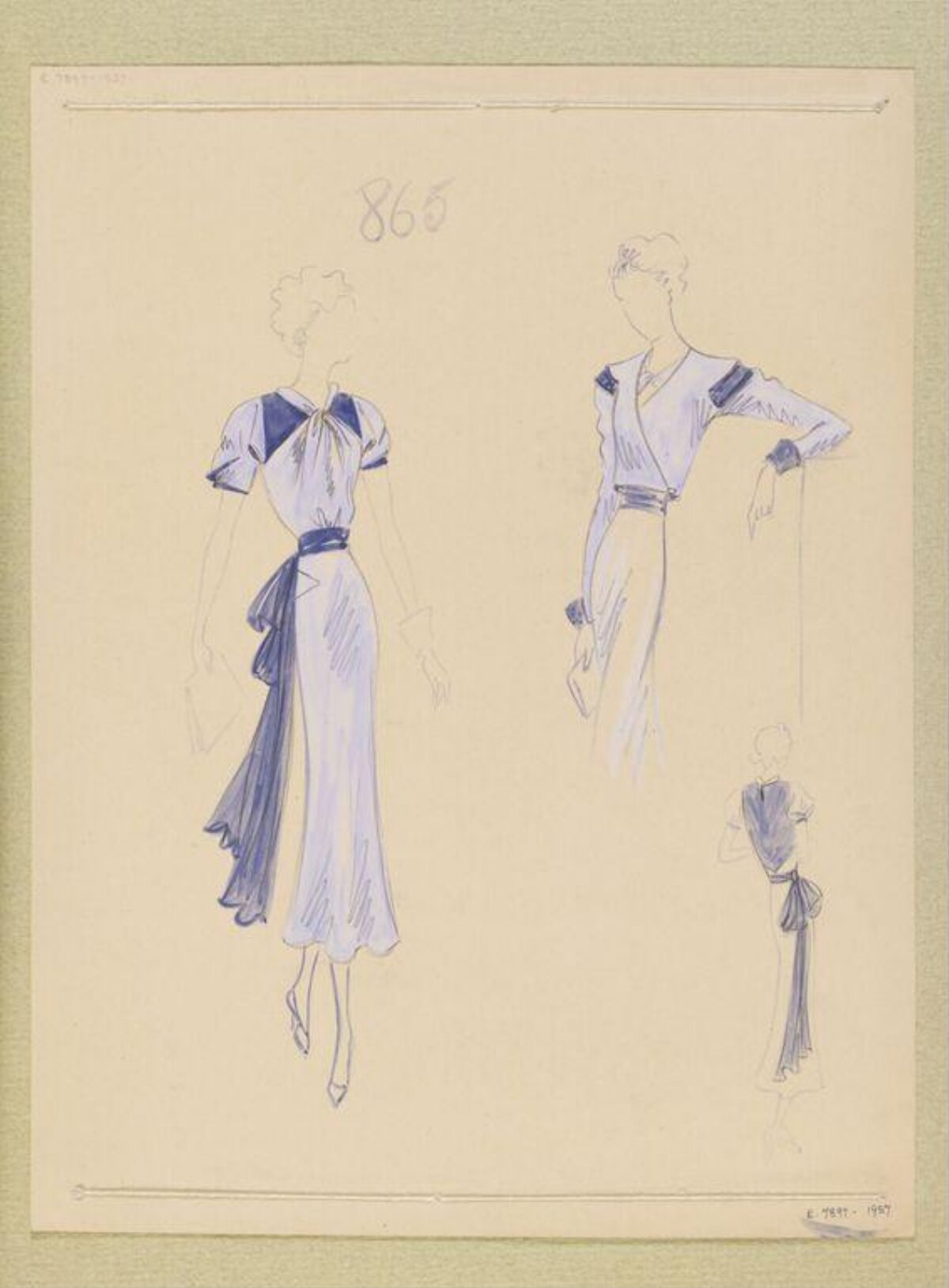 Vintage Dress Design Fashion Sketch