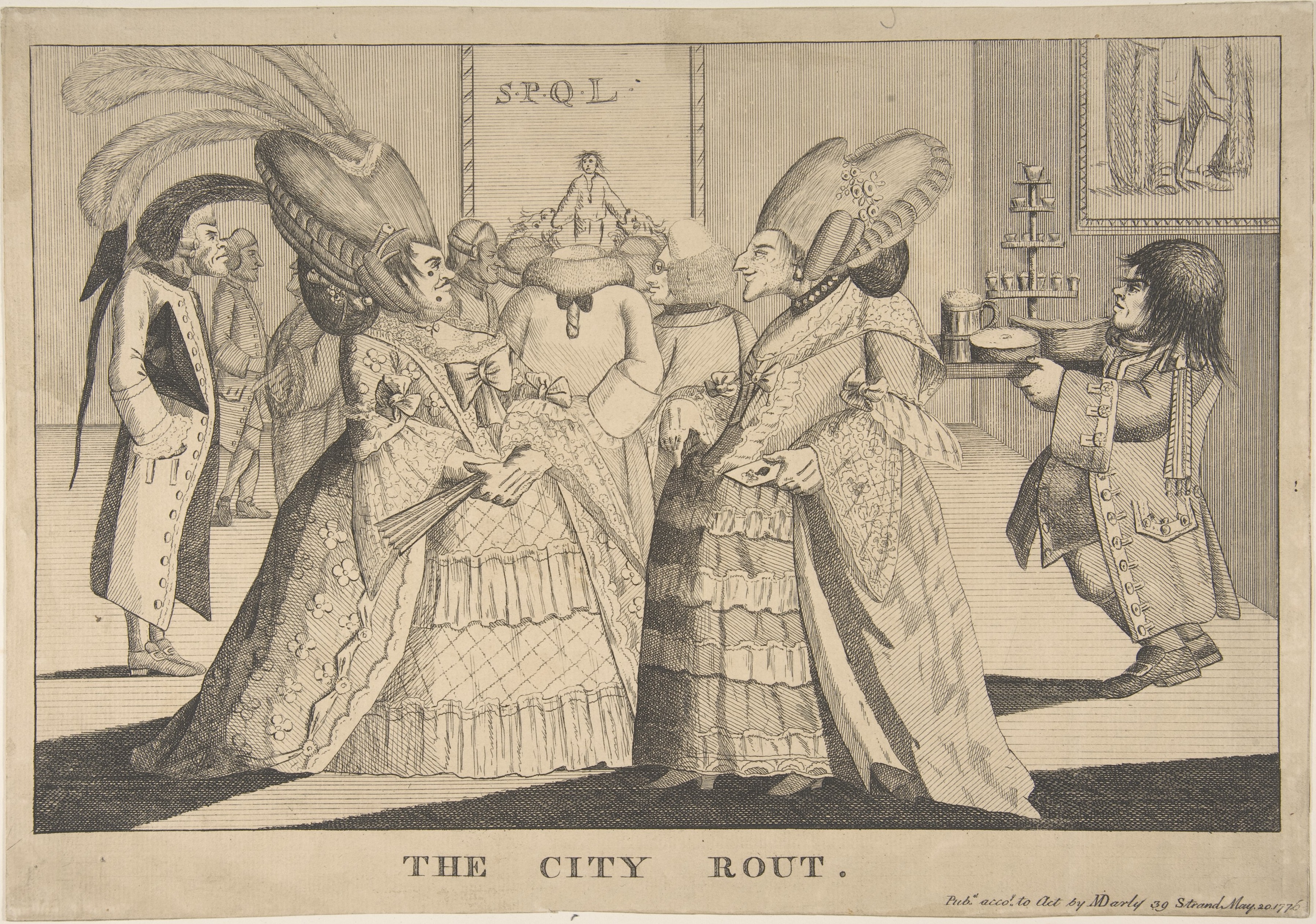 The City Rout Antique Satirical Print