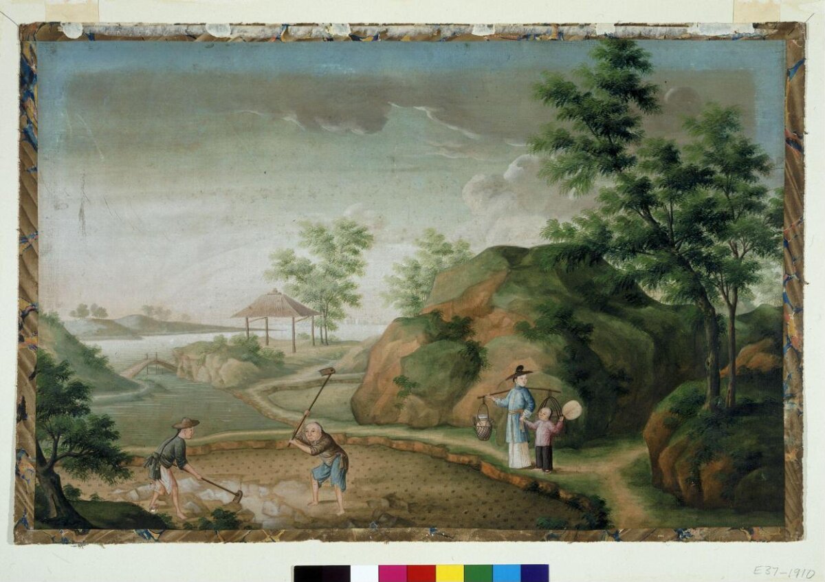 Traditional Chinese Farming Scene Painting