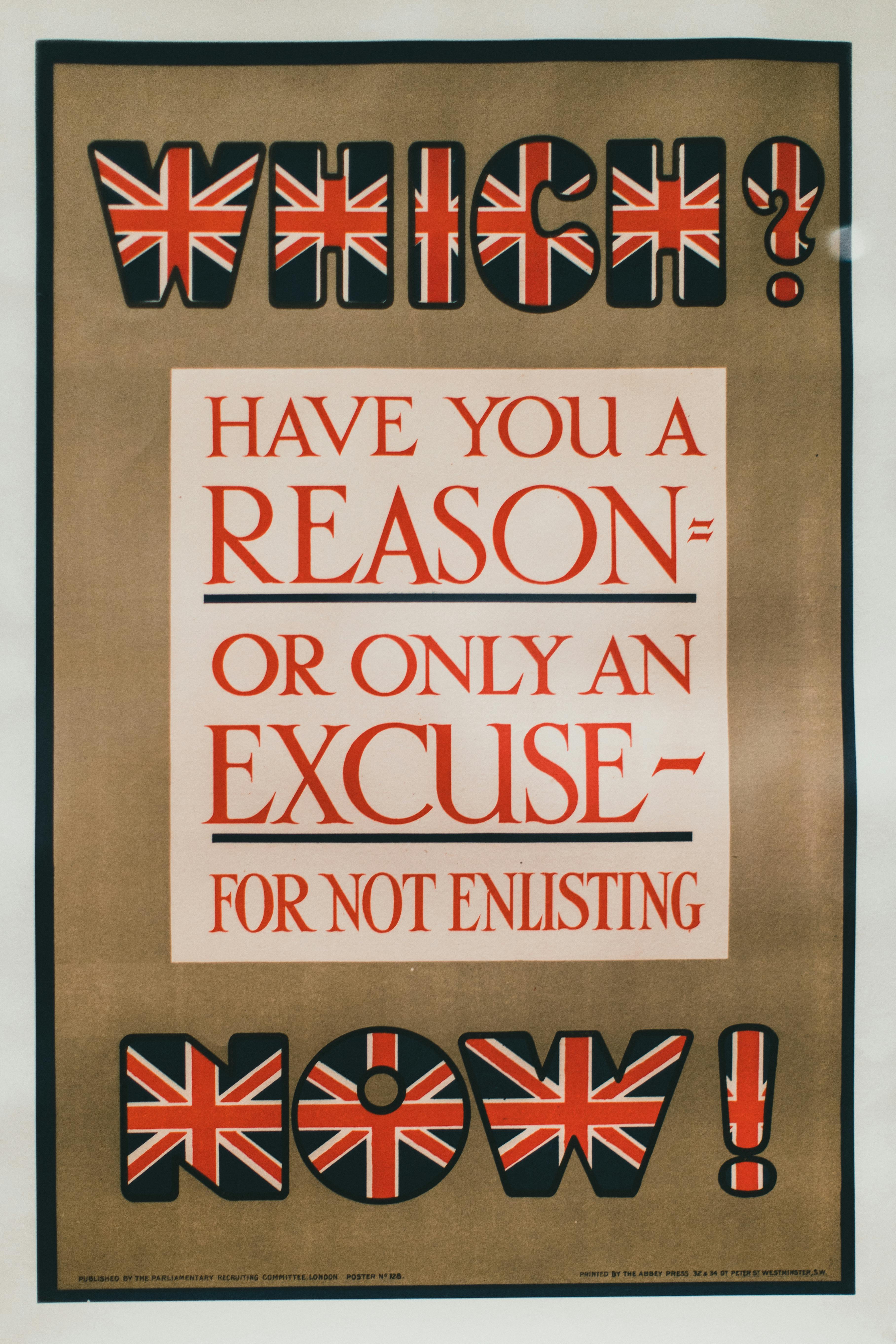 British WWI Enlistment Recruiting Poster