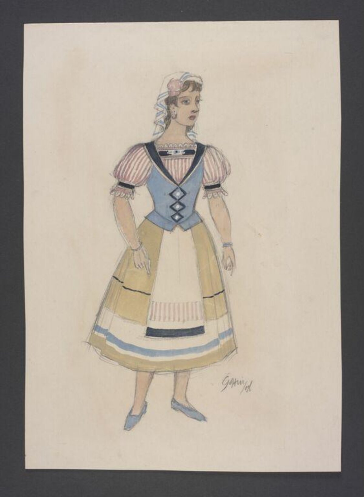 Hand-drawn Female Folk Costume Sketch