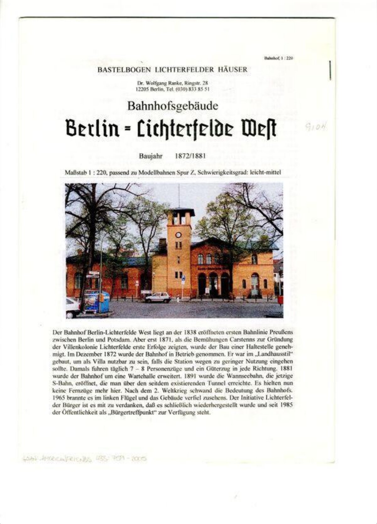 Berlin-Lichterfelde West Station Info Page
