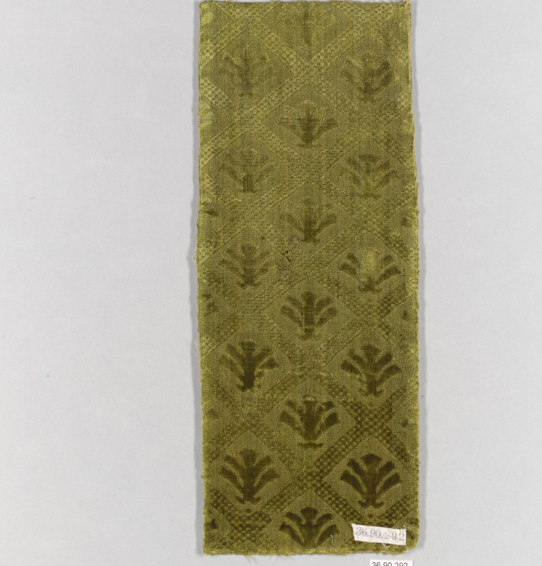 Antique Green Patterned Textile Fragment