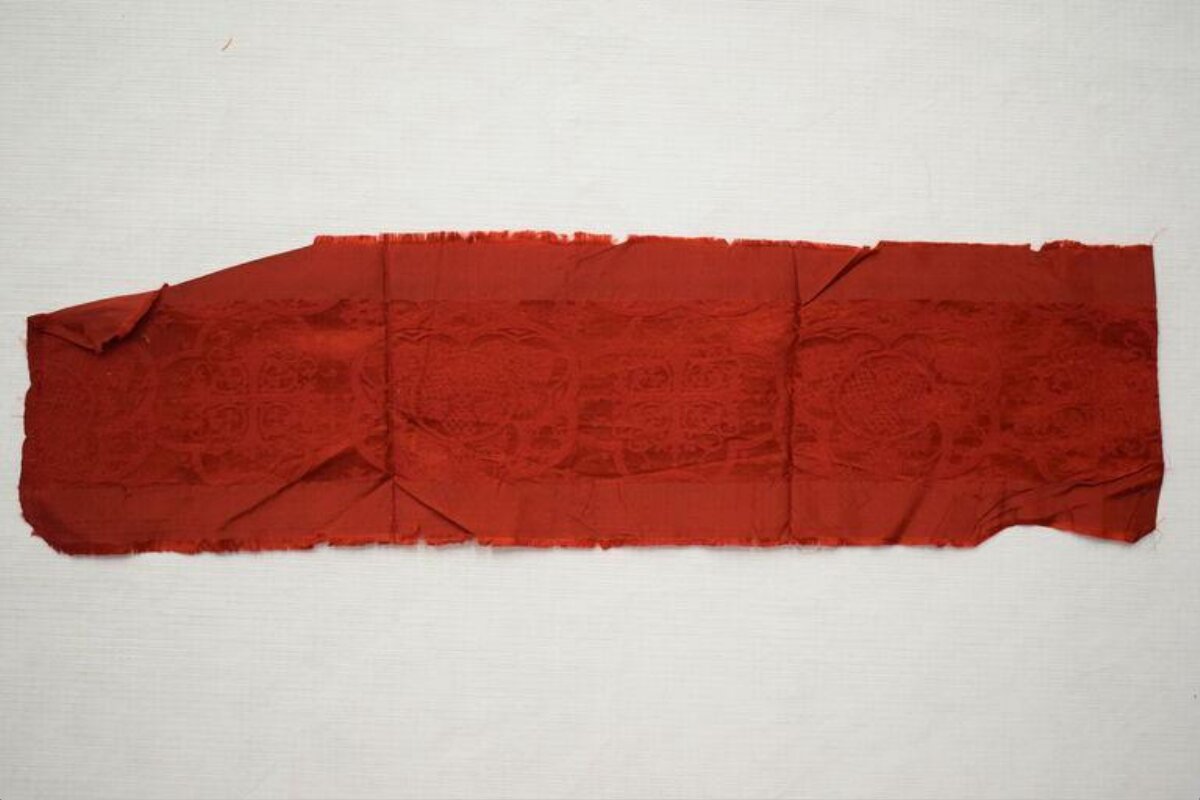 Red Patterned Silk Fragment