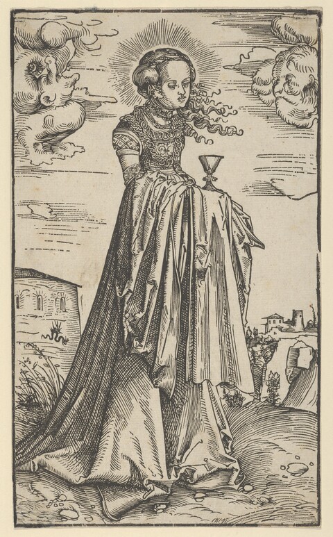 Saint Barbara Woodcut