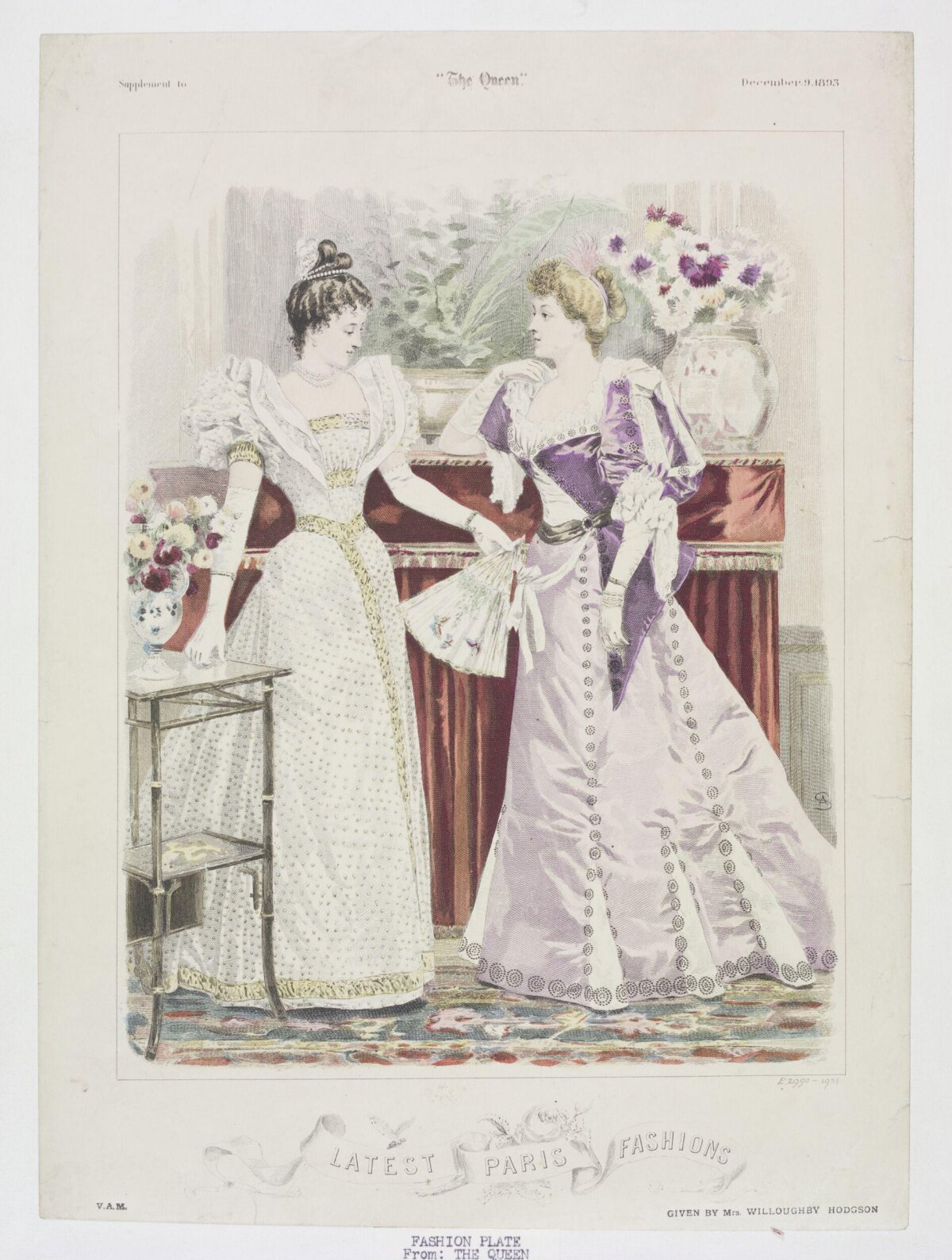 1893 Latest Paris Fashions Plate