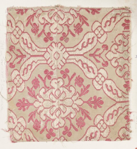 Antique Pink Silk Brocade Textile Sample
