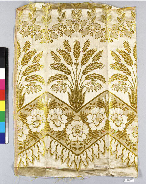 Golden Floral Botanical Silk Textile