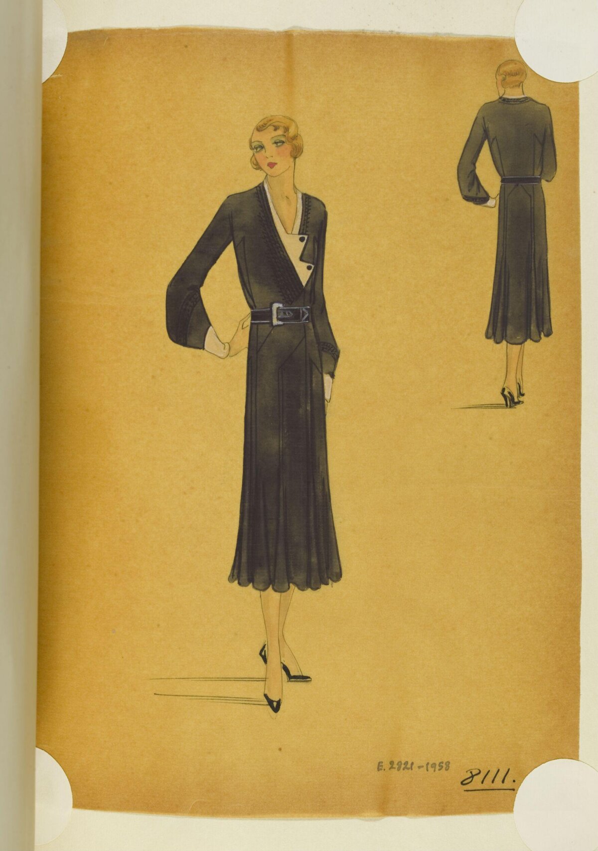 Vintage Fashion Dress Design Sketch