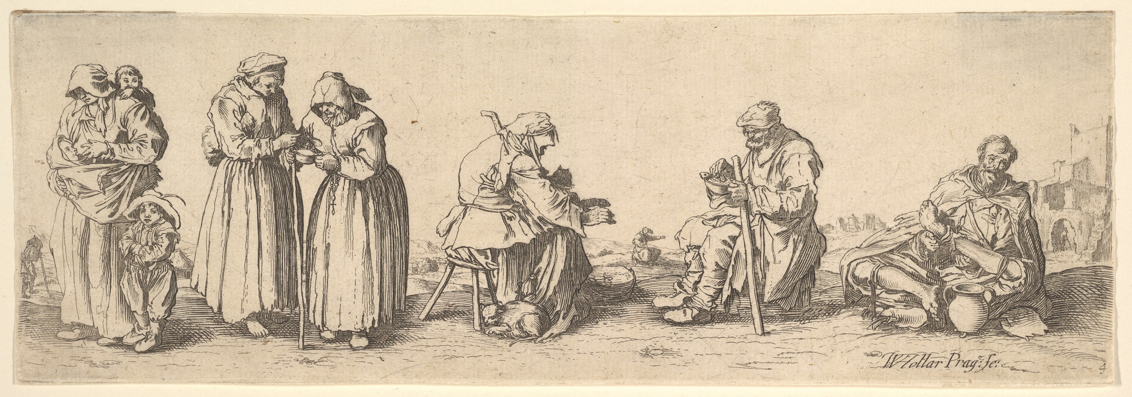 Etching of Begging Peasants