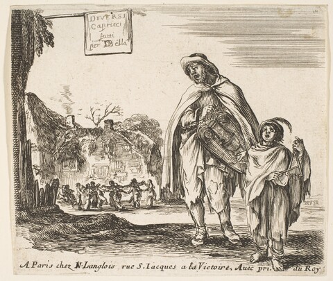 Vintage Etching of Street Performers
