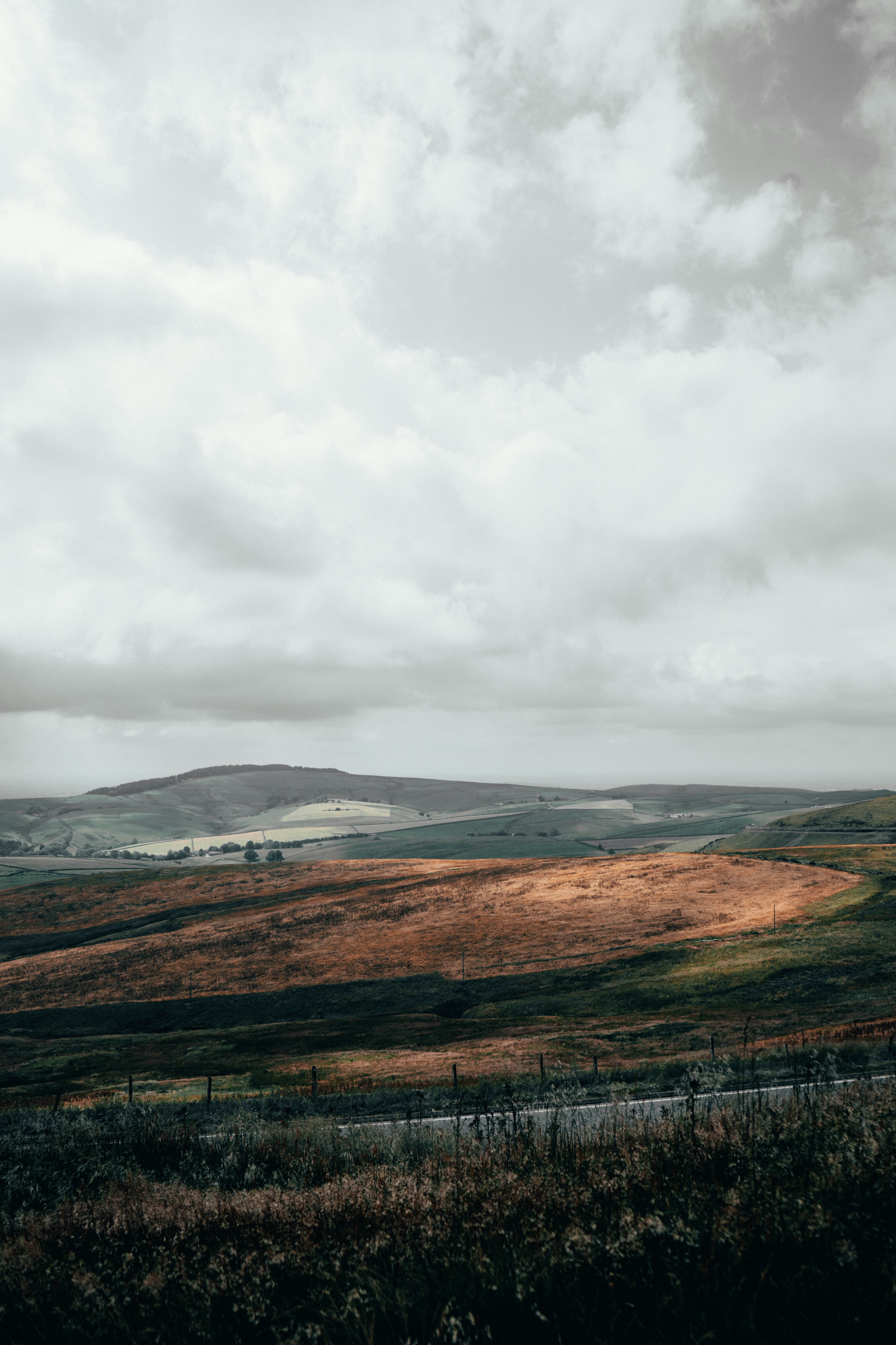 Overcast Rolling Hills Landscape