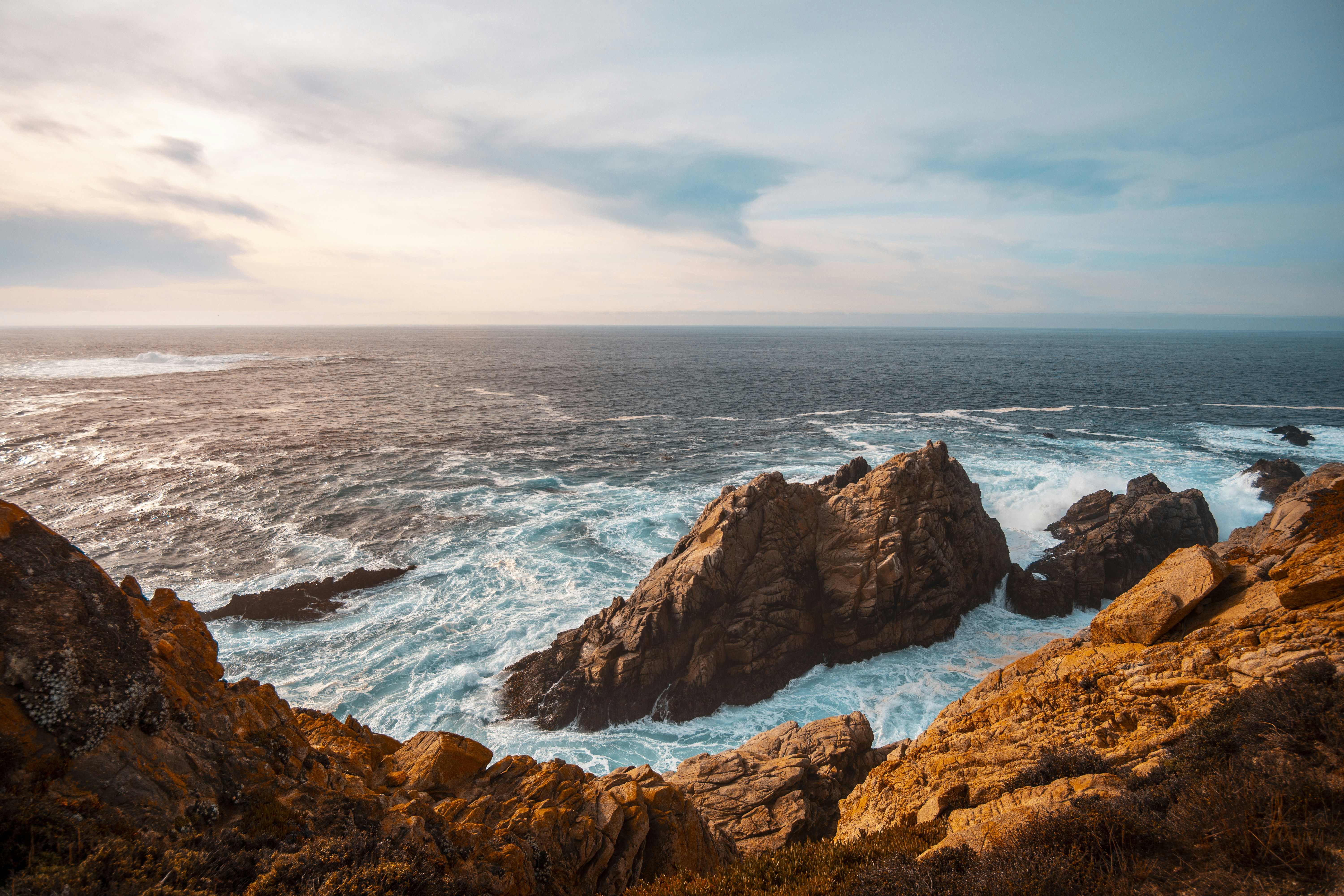 Rocky Coastal Sea View at Sunset