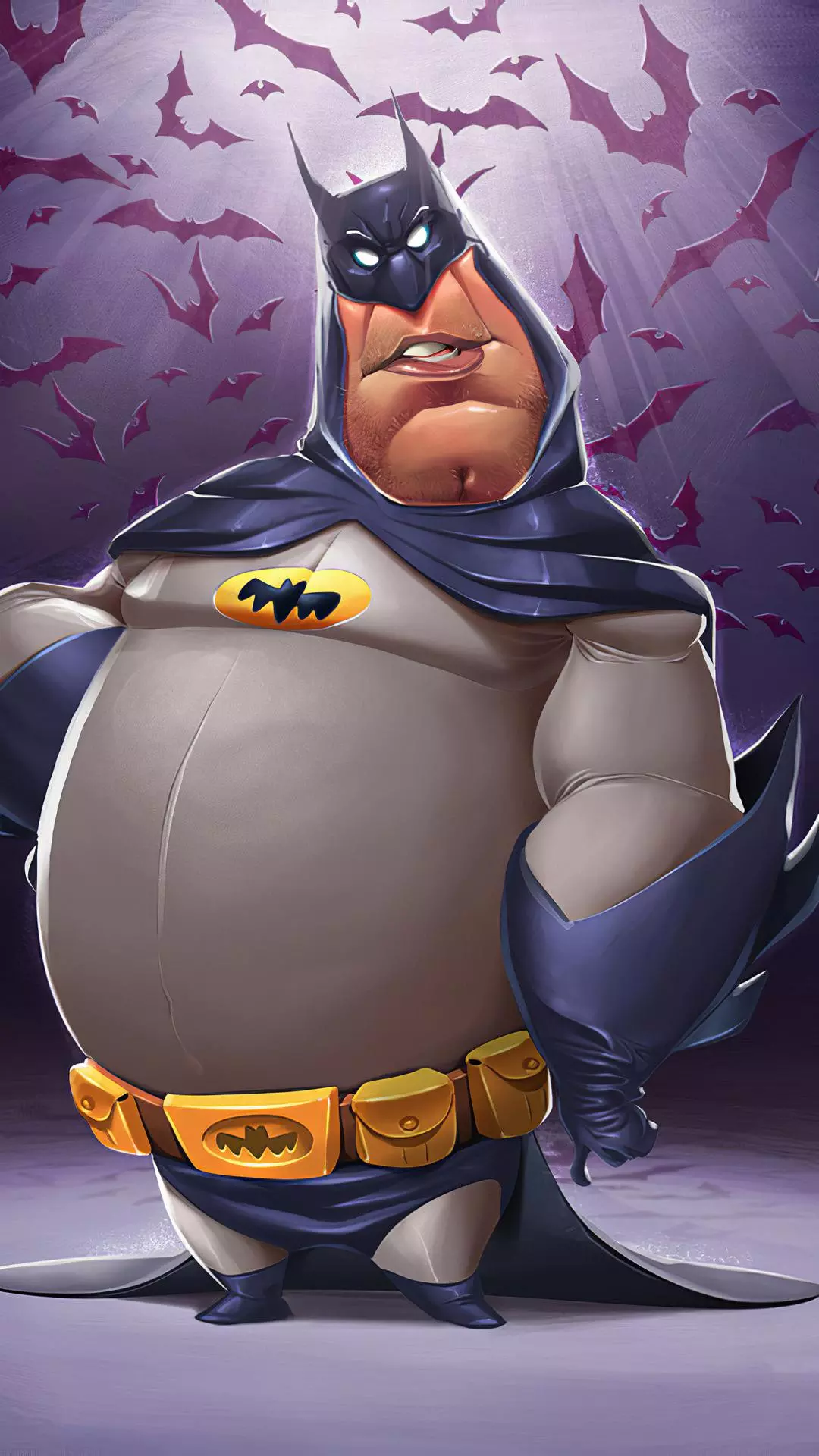 Overweight Cartoon Batman Illustration