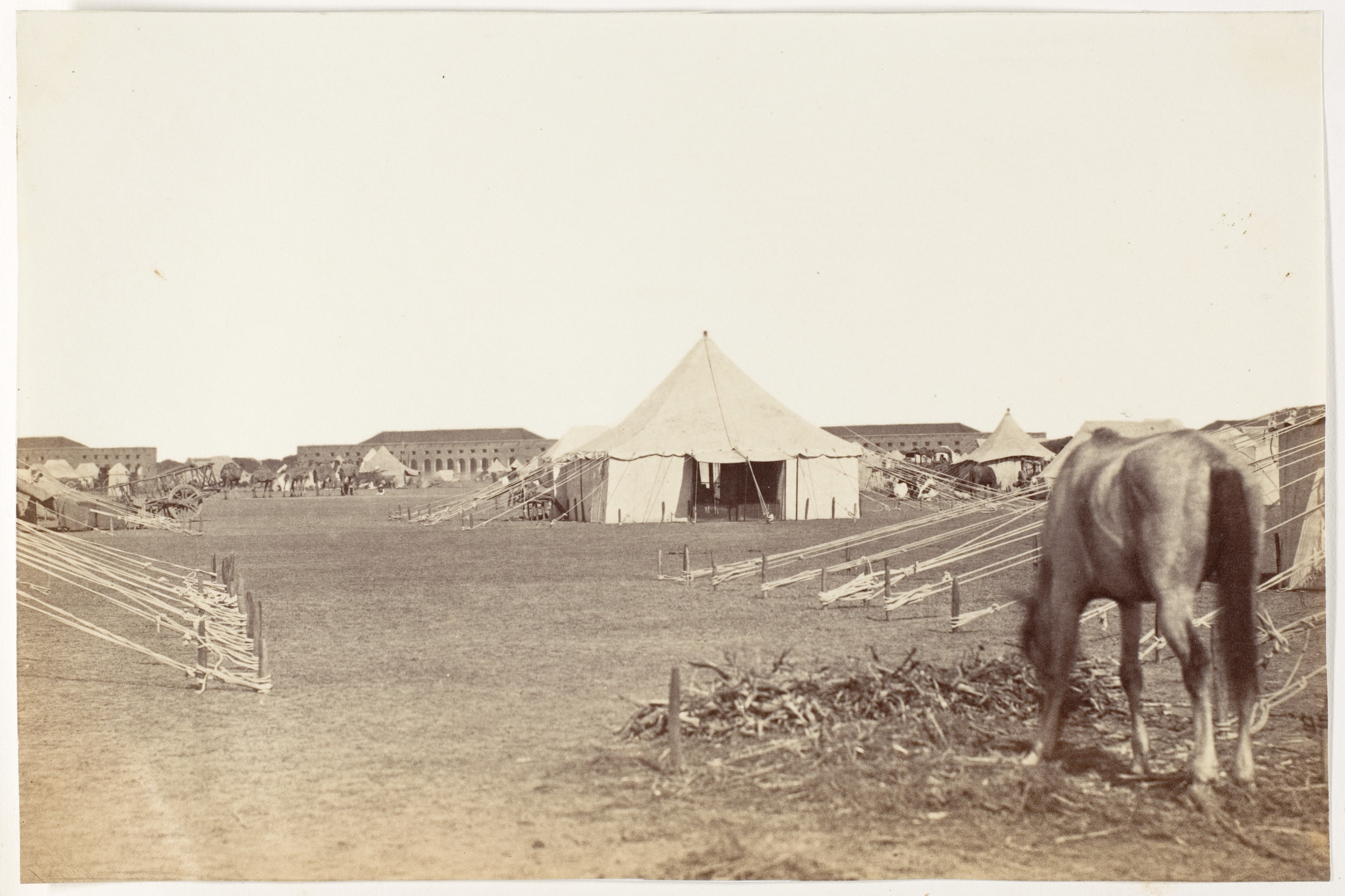 Vintage Military Camp Scene