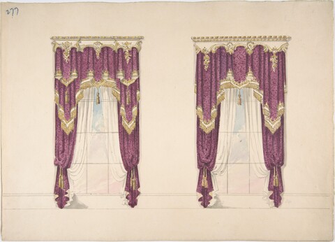 Two Ornate Curtain Design Drawings