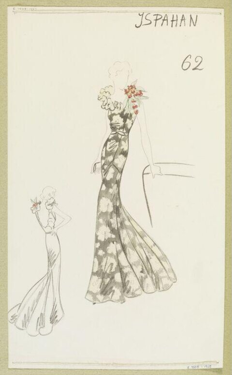 Vintage Evening Gown Fashion Sketch