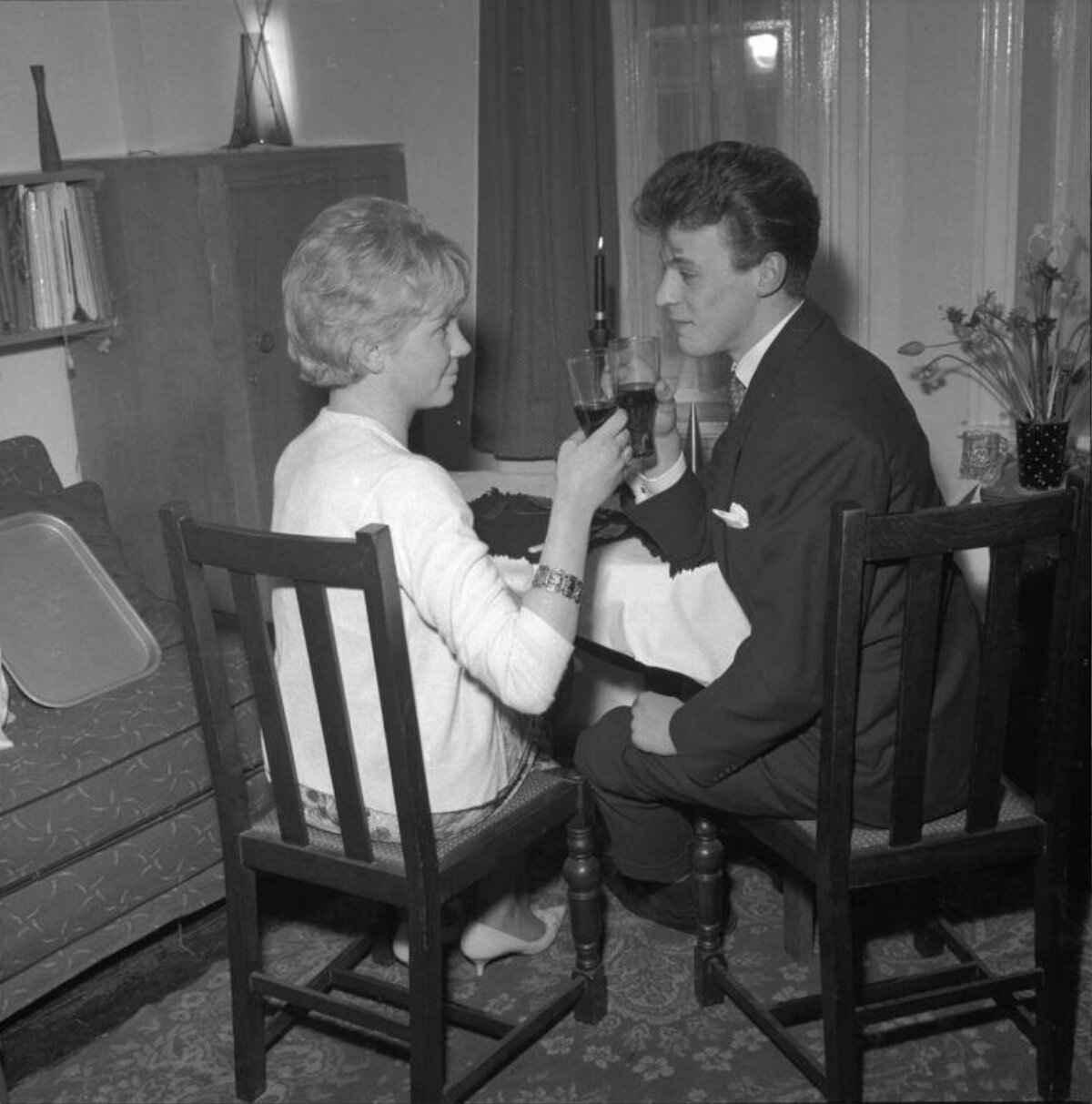 Couple Toasting During Private Dinner At Home