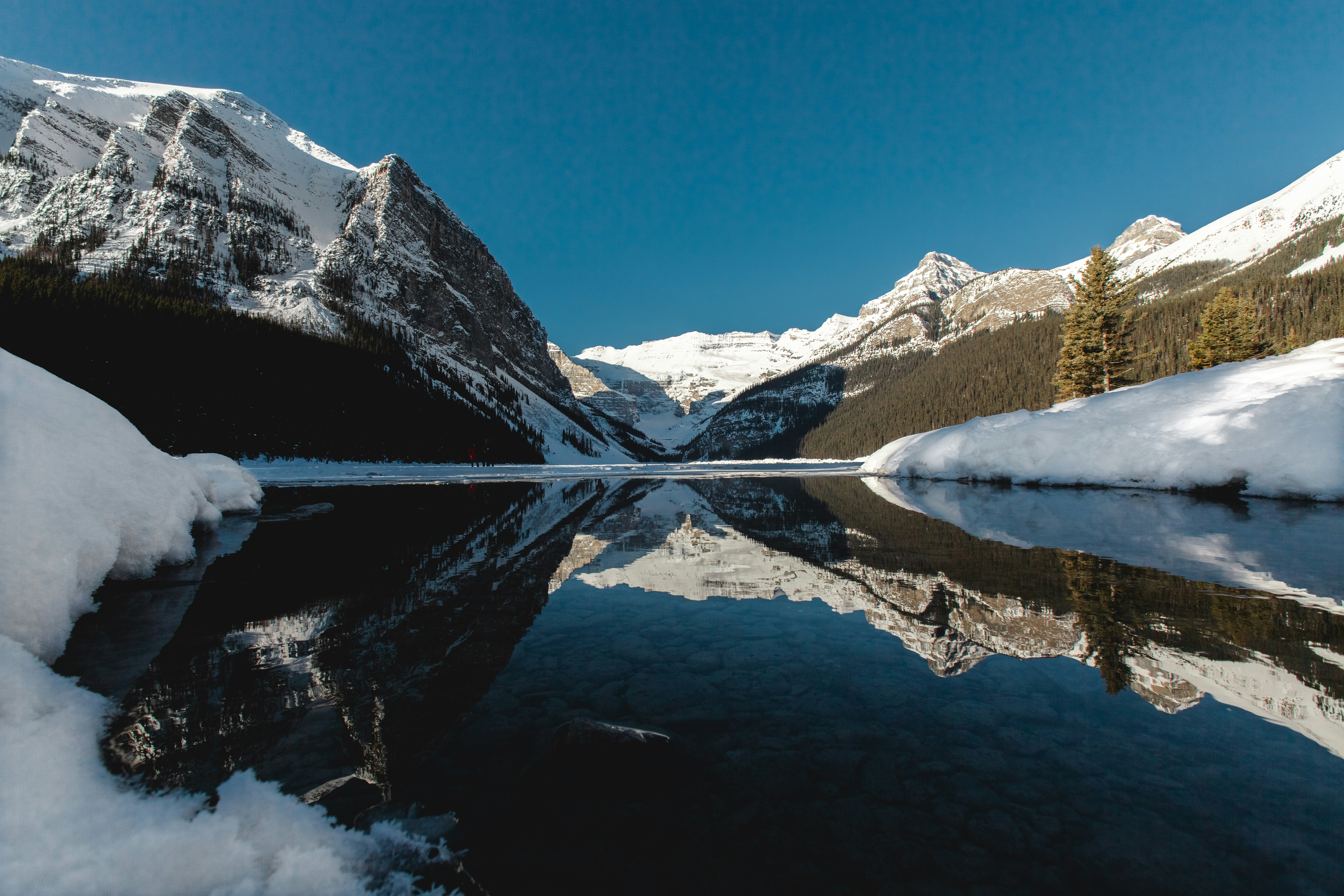 Snow Mountain Lake Winter Reflection