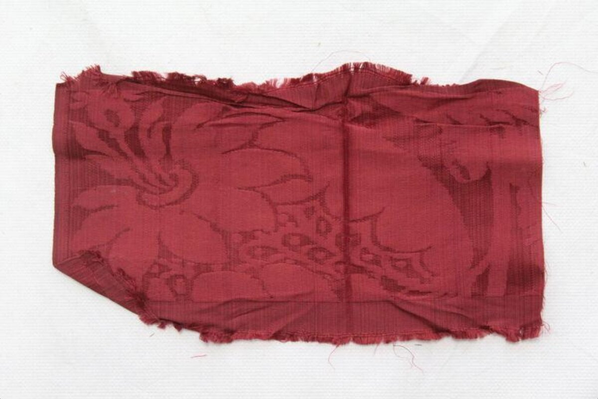 Red Floral Patterned Fabric Scrap