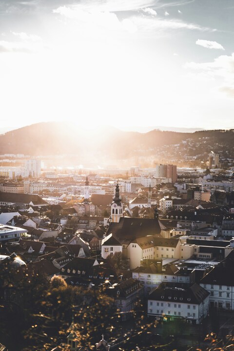 European City Overlook at Golden Hour