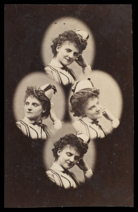 Vintage Multi-Pose Portrait of a Woman