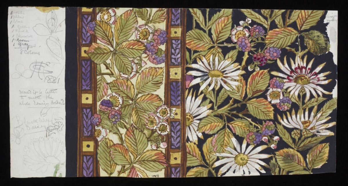 Blackberry Daisy Textile Design