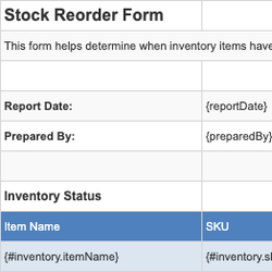 Stock Reorder Form