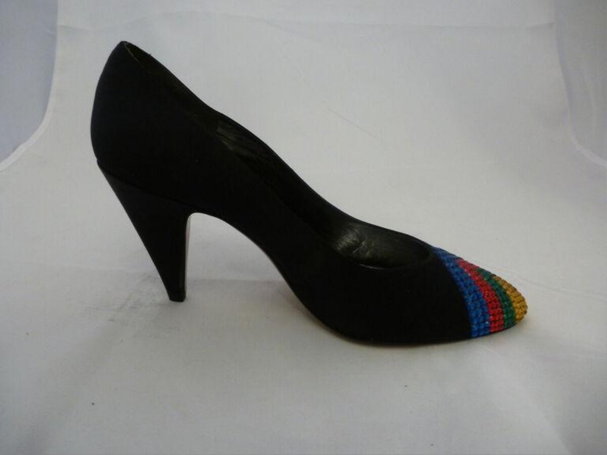 Black High Heel With Rainbow Striped Toe