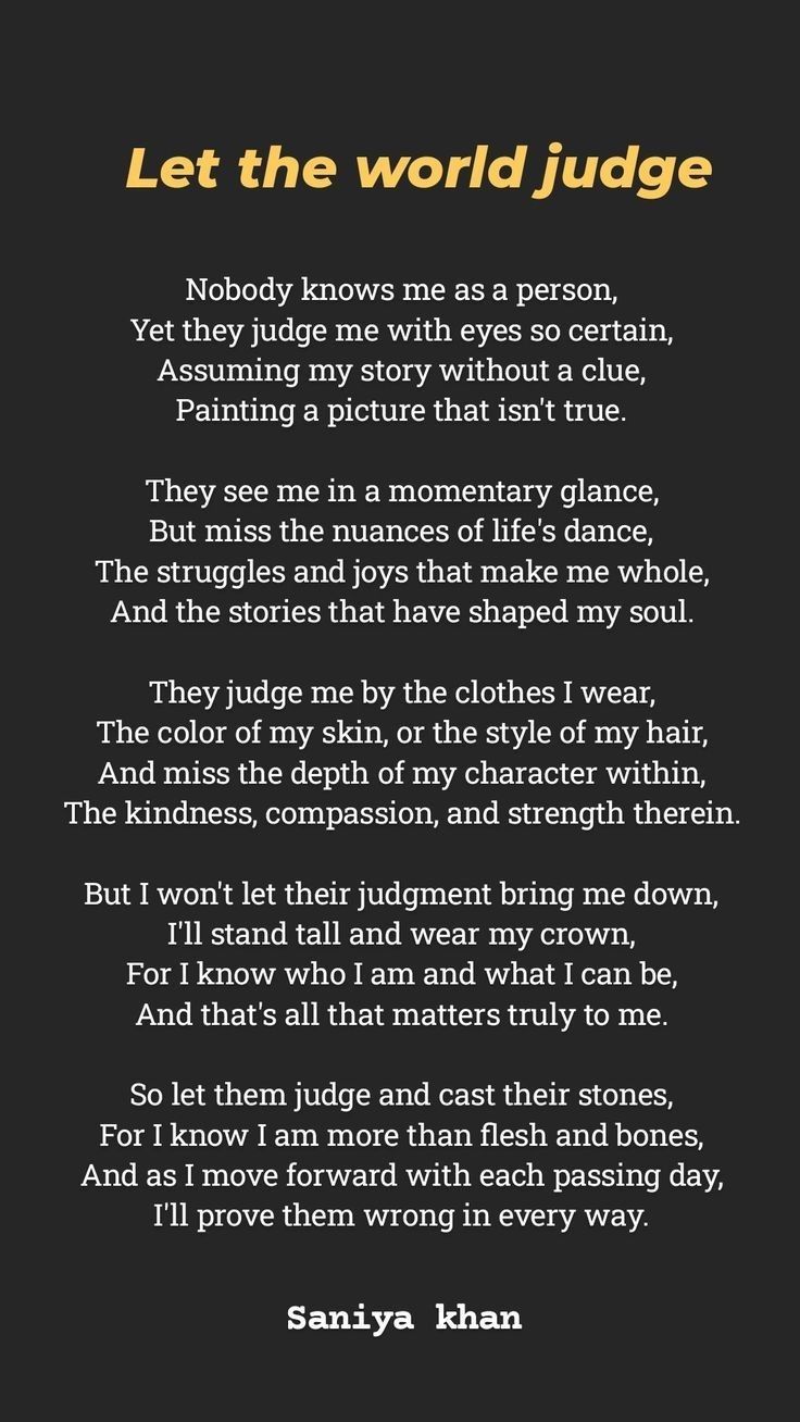 Let the World Judge Poem