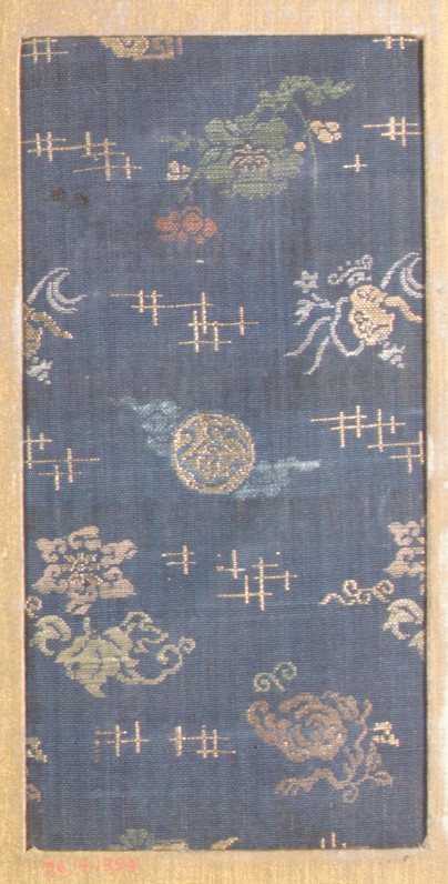Ancient Blue Floral Textile Fragment