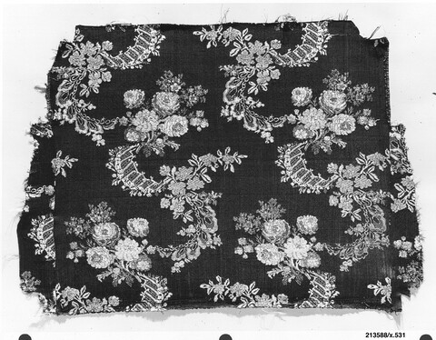 Antique Floral Pattern Textile Fragment