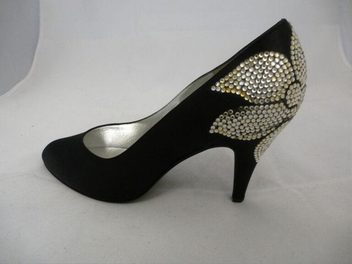 Black Rhinestone High Heel Shoe