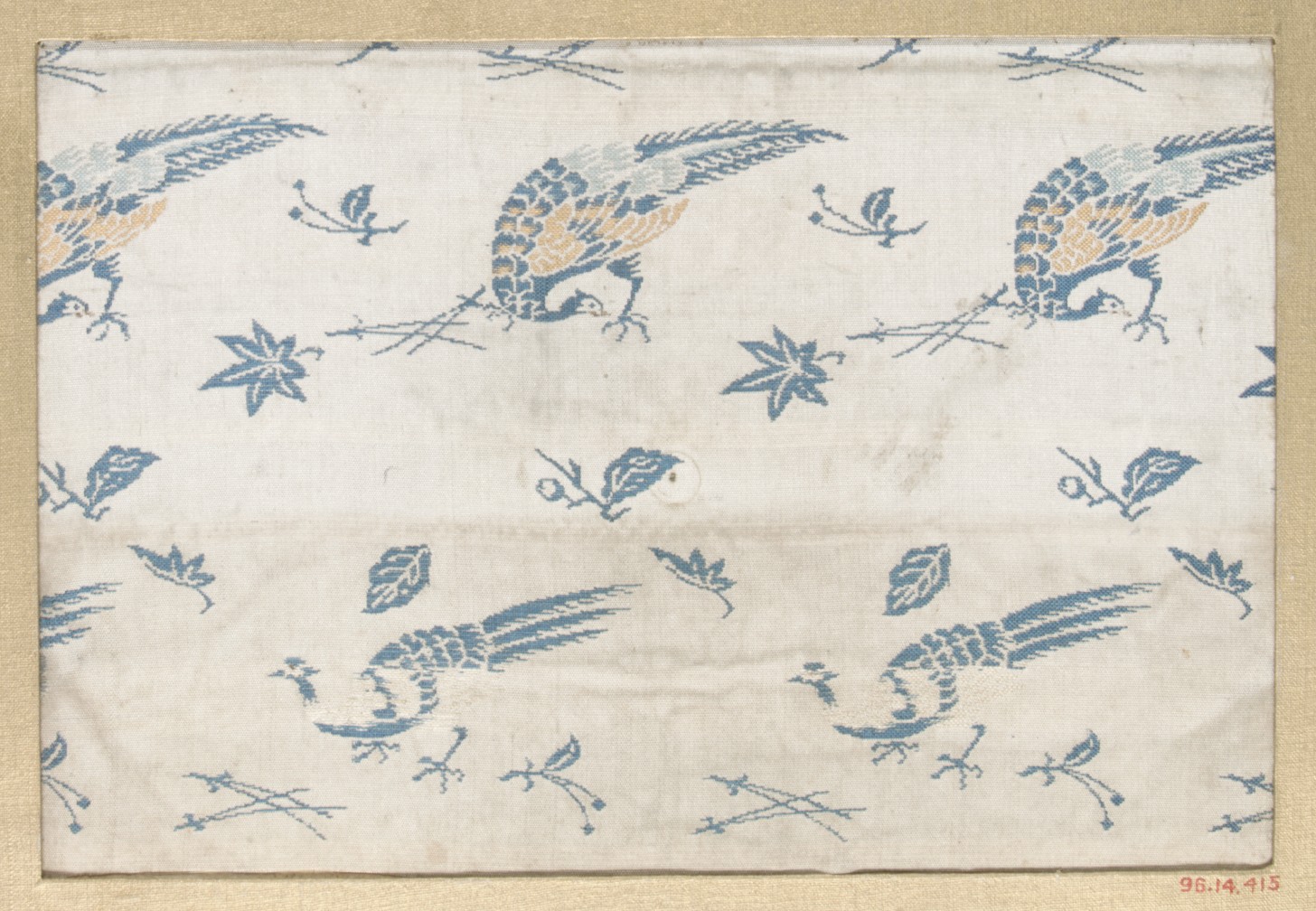 Antique Pheasant Pattern Textile Fragment