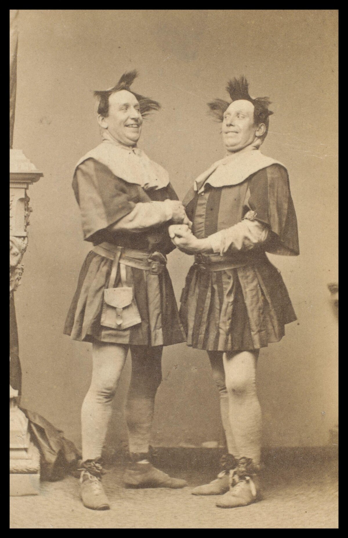 Two Clowns Shaking Hands Vintage Portrait