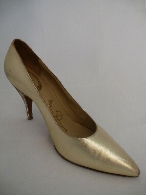 Gold Pointed Toe High Heel Pump