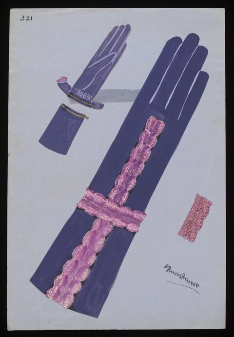 Vintage Glove Fashion Design Sketch