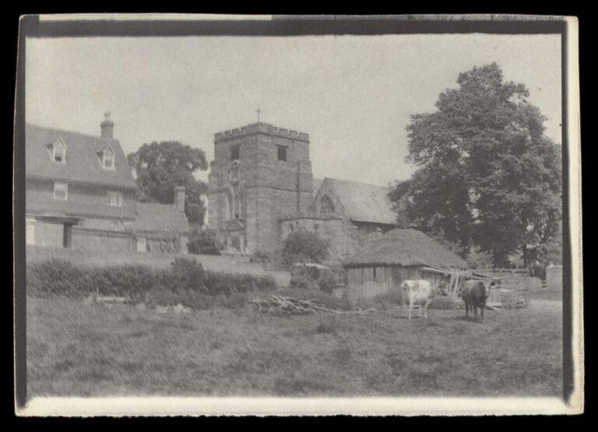 Vintage Rural Church Pasture Scene