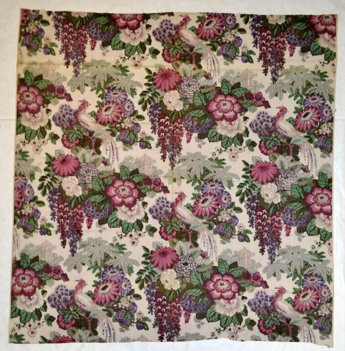 Vintage Floral Bird Print Fabric