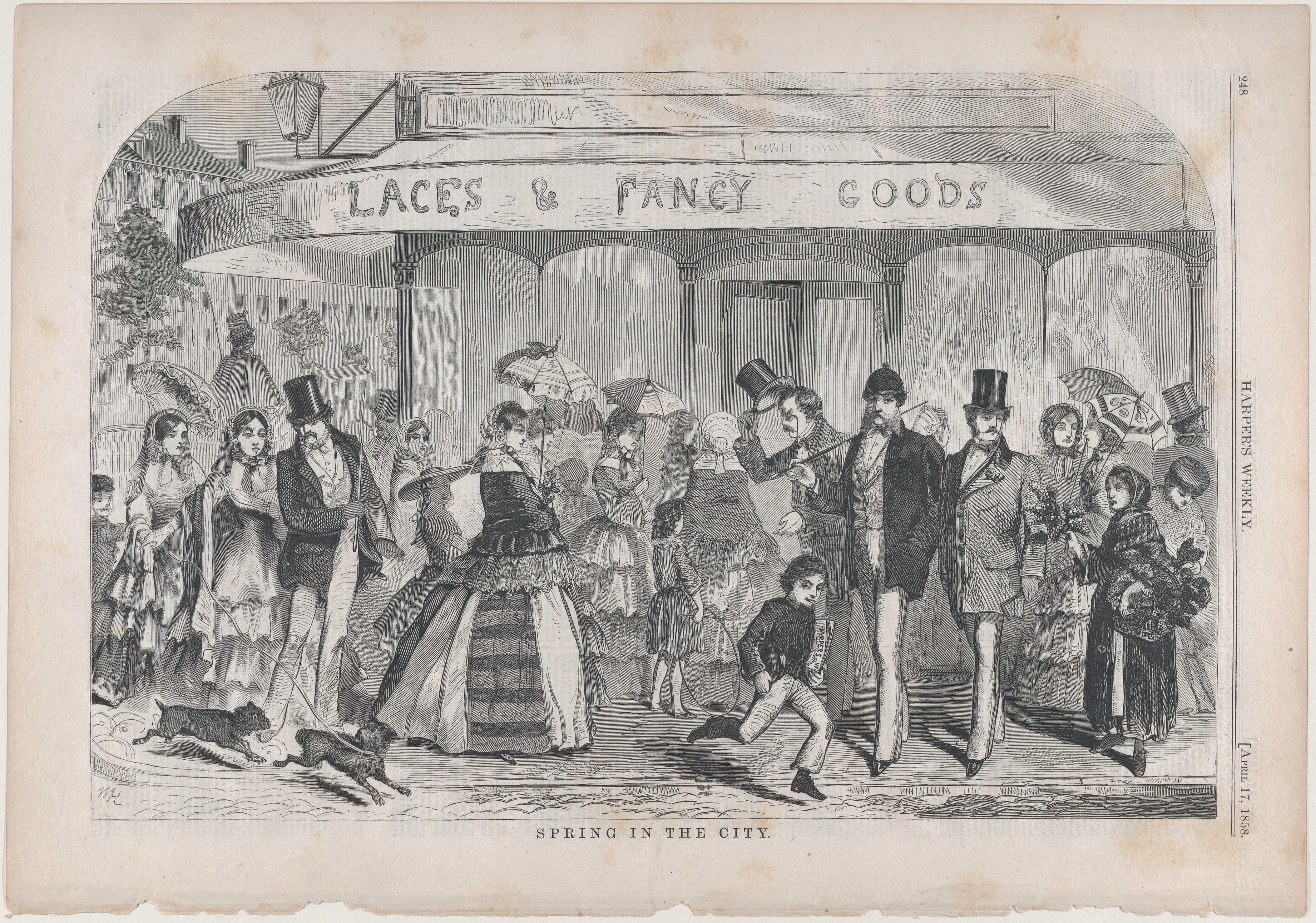1858 Spring in the City Street Scene