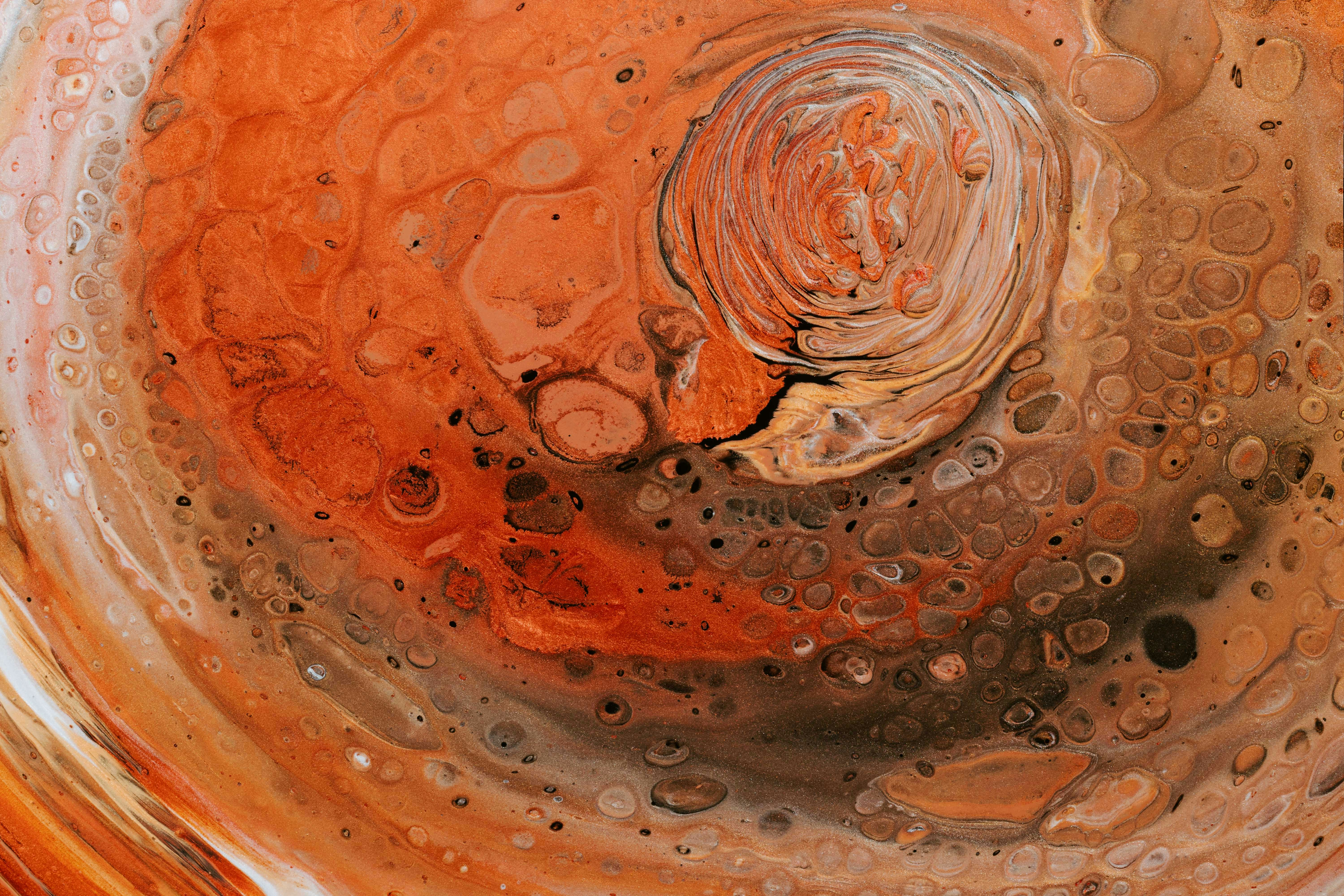 Orange Swirl Fluid Abstract Art