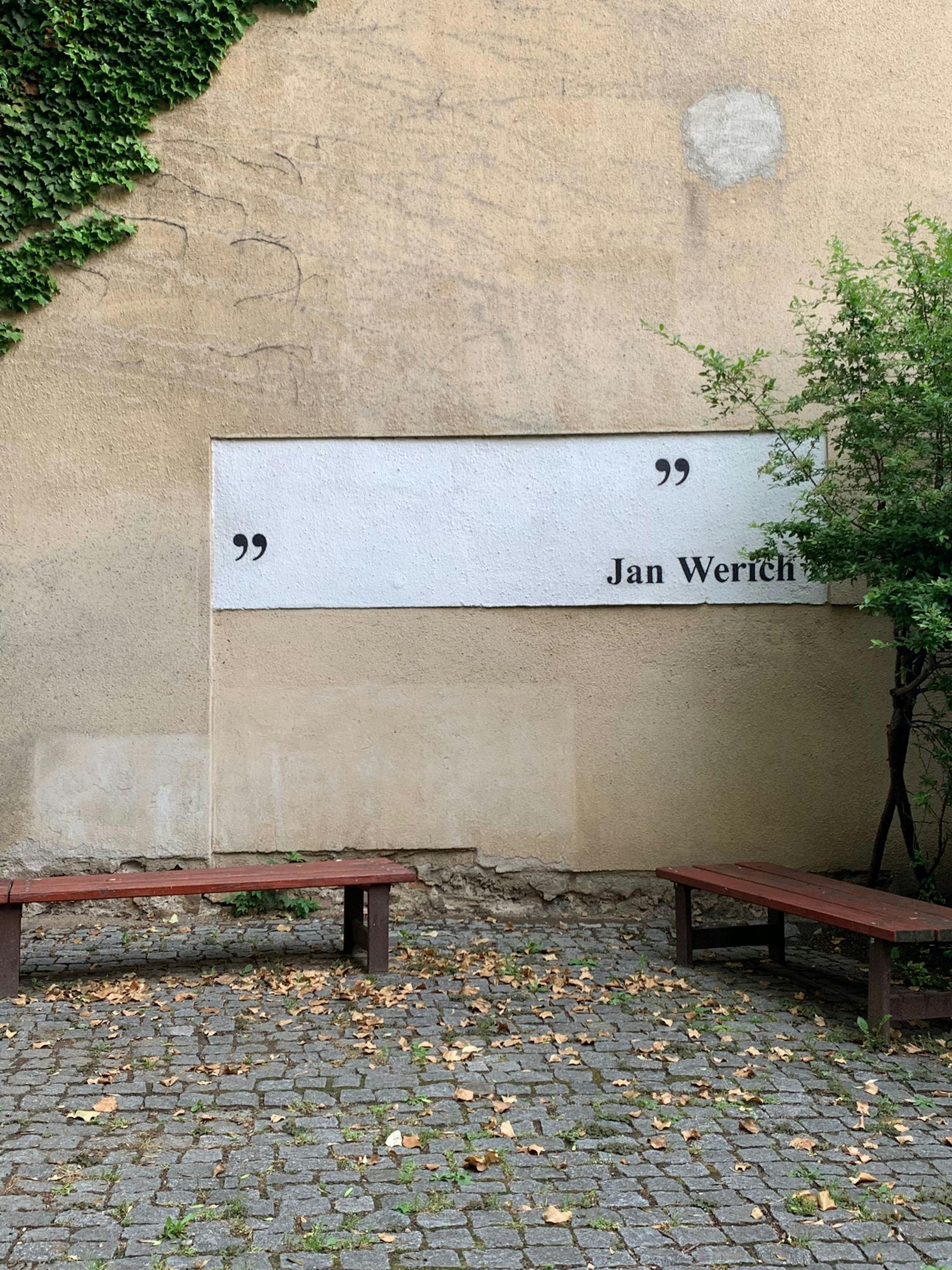 Jan Werich Plaque By Outdoor Benches