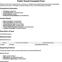 Public Transit Complaint Form