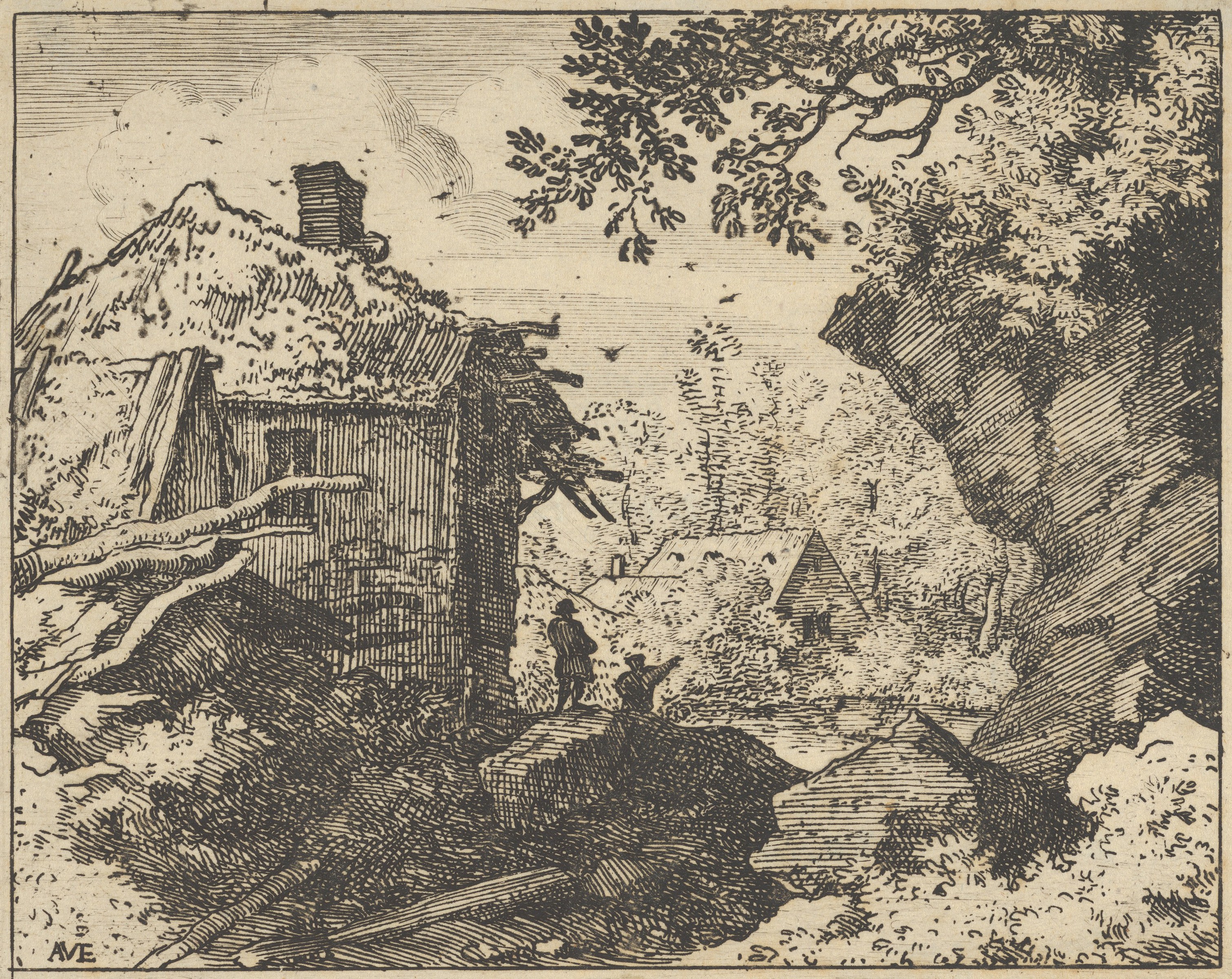 Village Landscape with Thatched Cottages