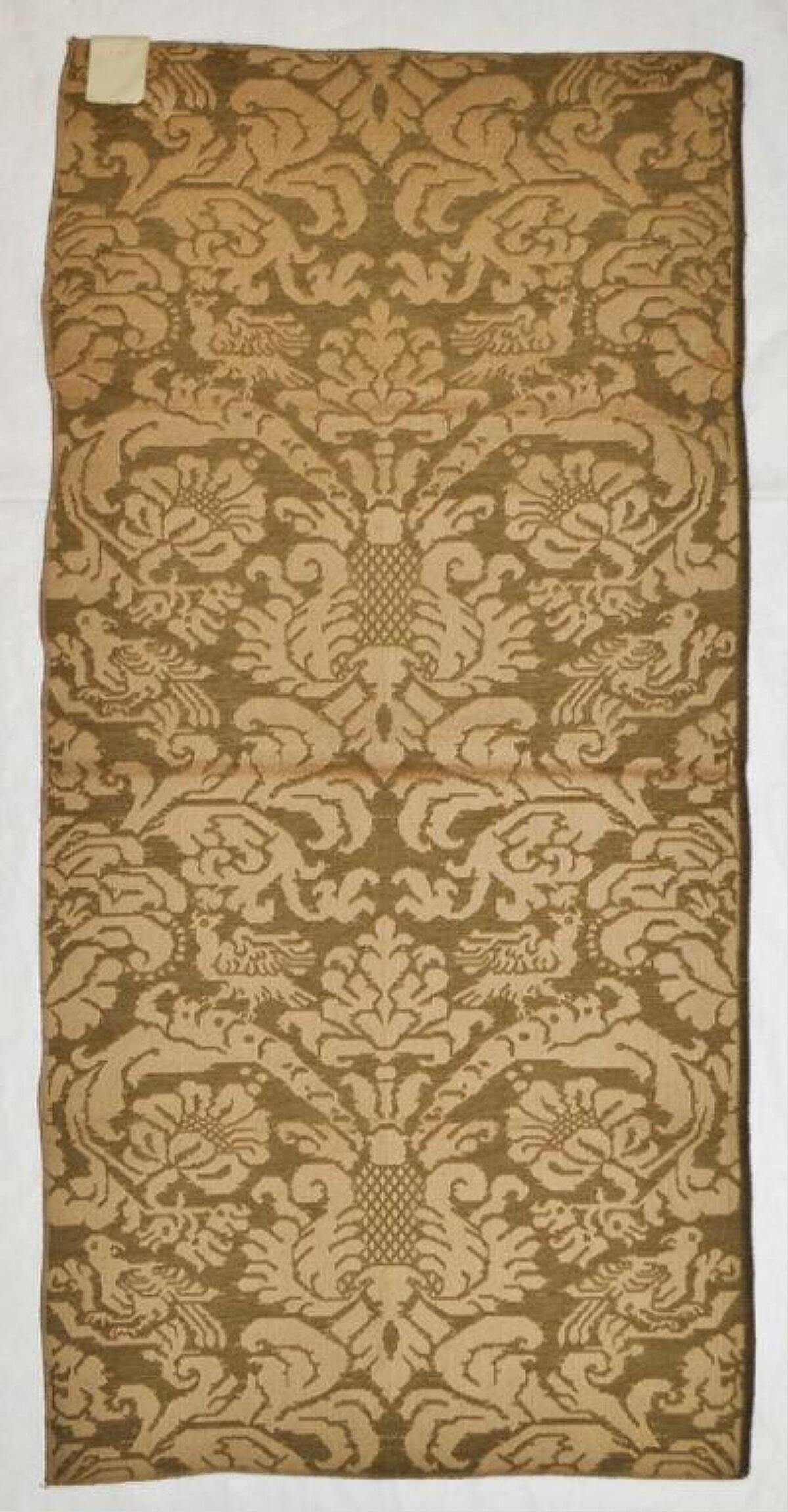 Vintage Damask Patterned Textile Fragment