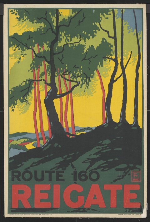 Vintage Reigate Route 160 Travel Poster