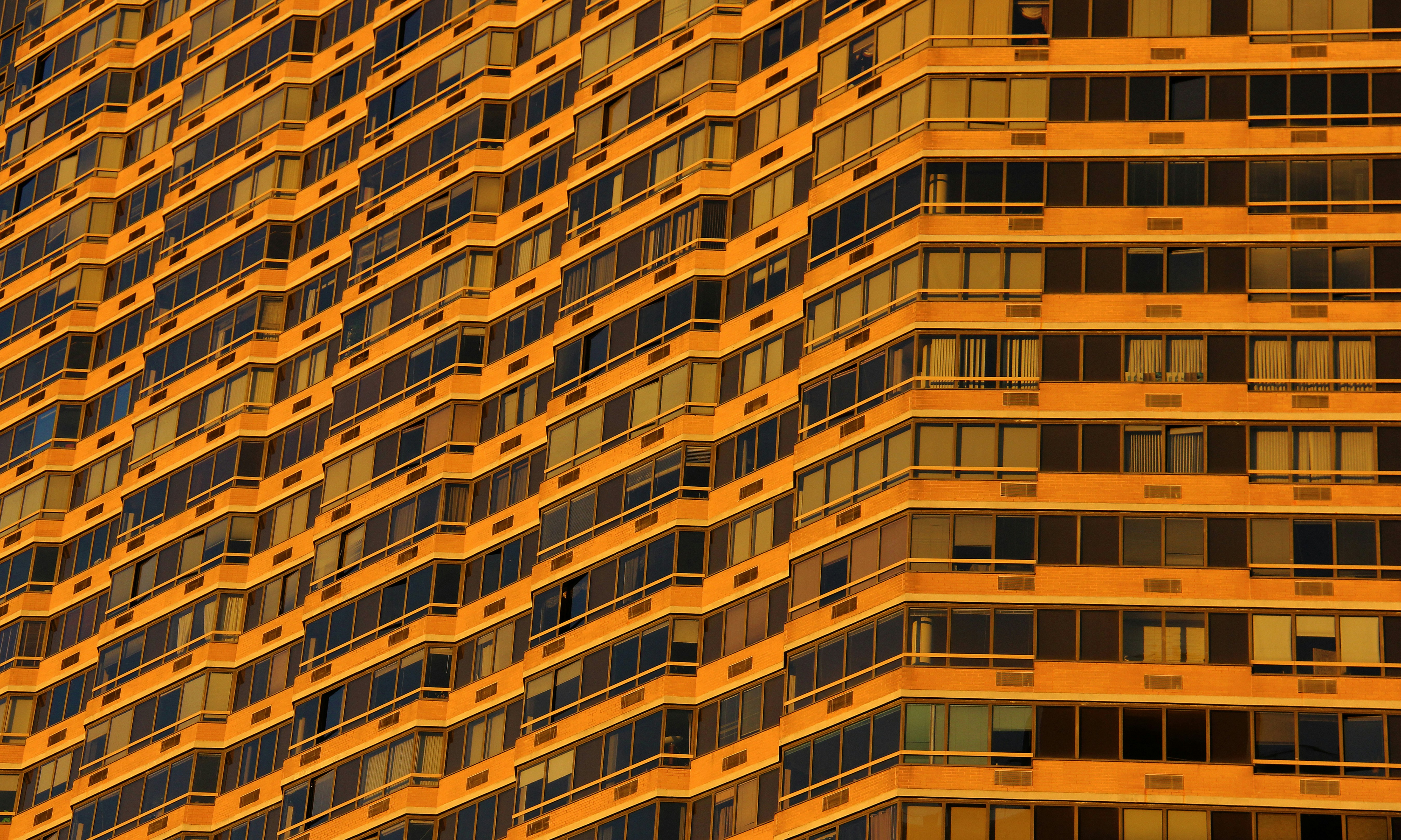 Warm Sunlit High-rise Building Facade