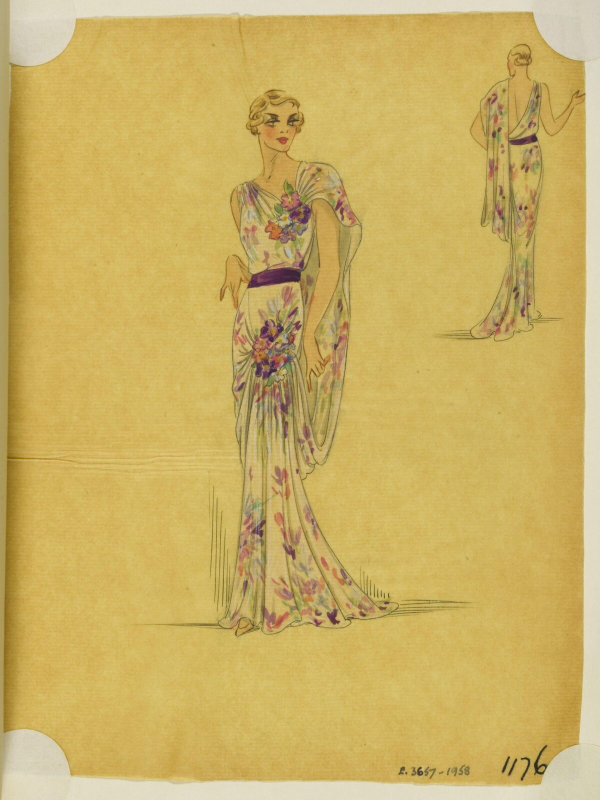 Vintage Evening Gown Fashion Sketch